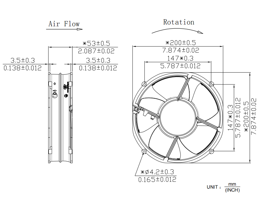 20053直流風(fēng)扇尺寸 20053直流風(fēng)扇尺寸