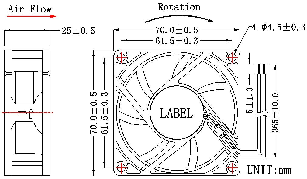 7025直流風(fēng)扇尺寸 7025直流風(fēng)扇尺寸
